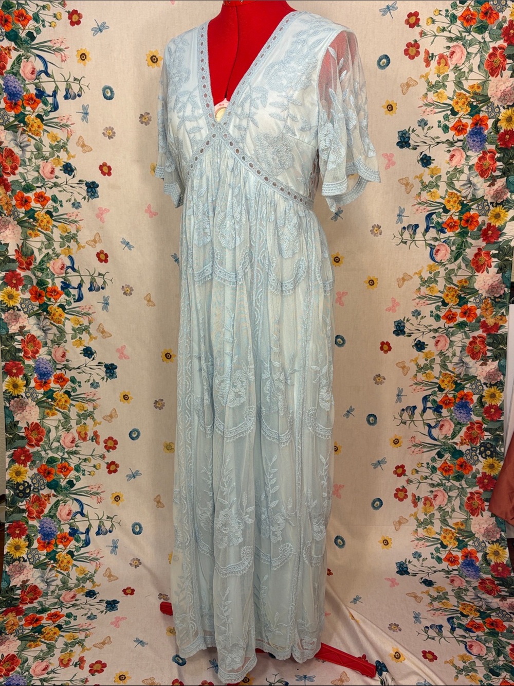Pinkblush Light Blue Lace Maxi Dress